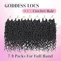 Vista 6 de Goddess Locs Extensiones de Cabello de Ganchillo de 14 Pulgadas Boho River Locs Hippie Ondulado de Ganchillo Con Cabello Rizado en el Medio