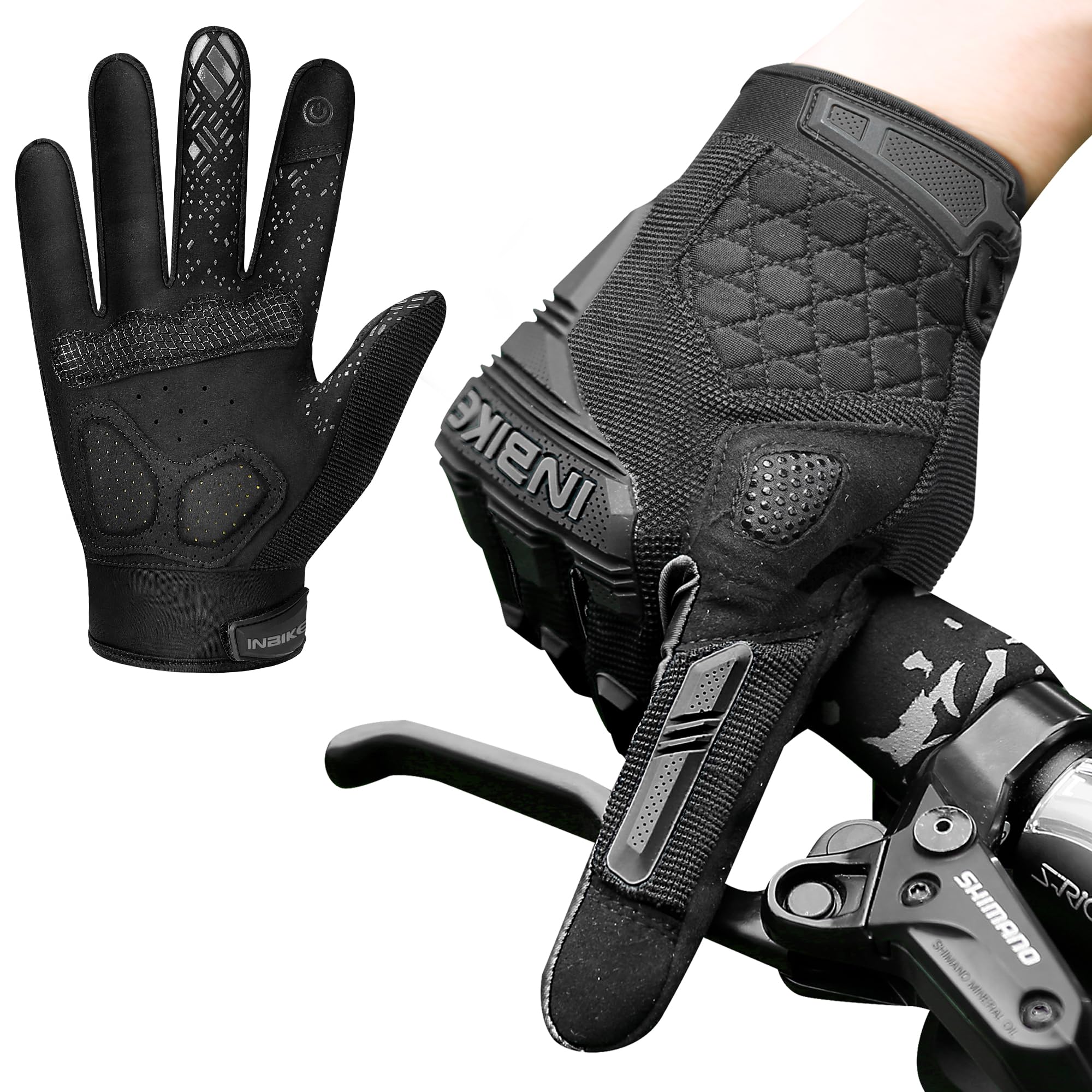 INBIKE Guanti MTB in Gel Antiscivolo Resistenti con 2 Dita Touchscreen per Mountain Bike Ciclismo