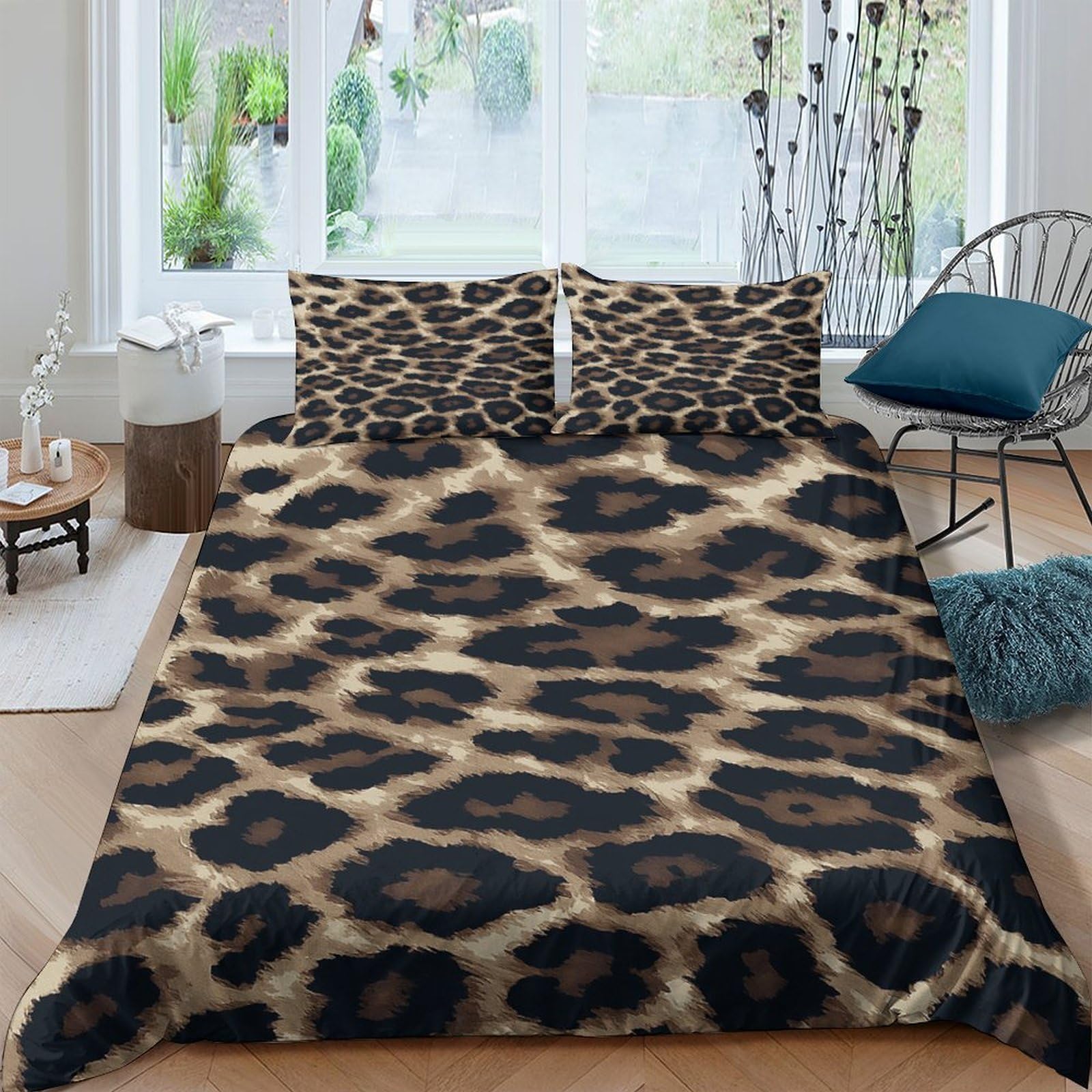 Ctjqhvkz Style-3 3D Printed Leopard Pattern Fitted Sheet Microfiber Soft Brown Animal Skin Mattress Cover Bedroom Decor Washable Single（135X200cm）