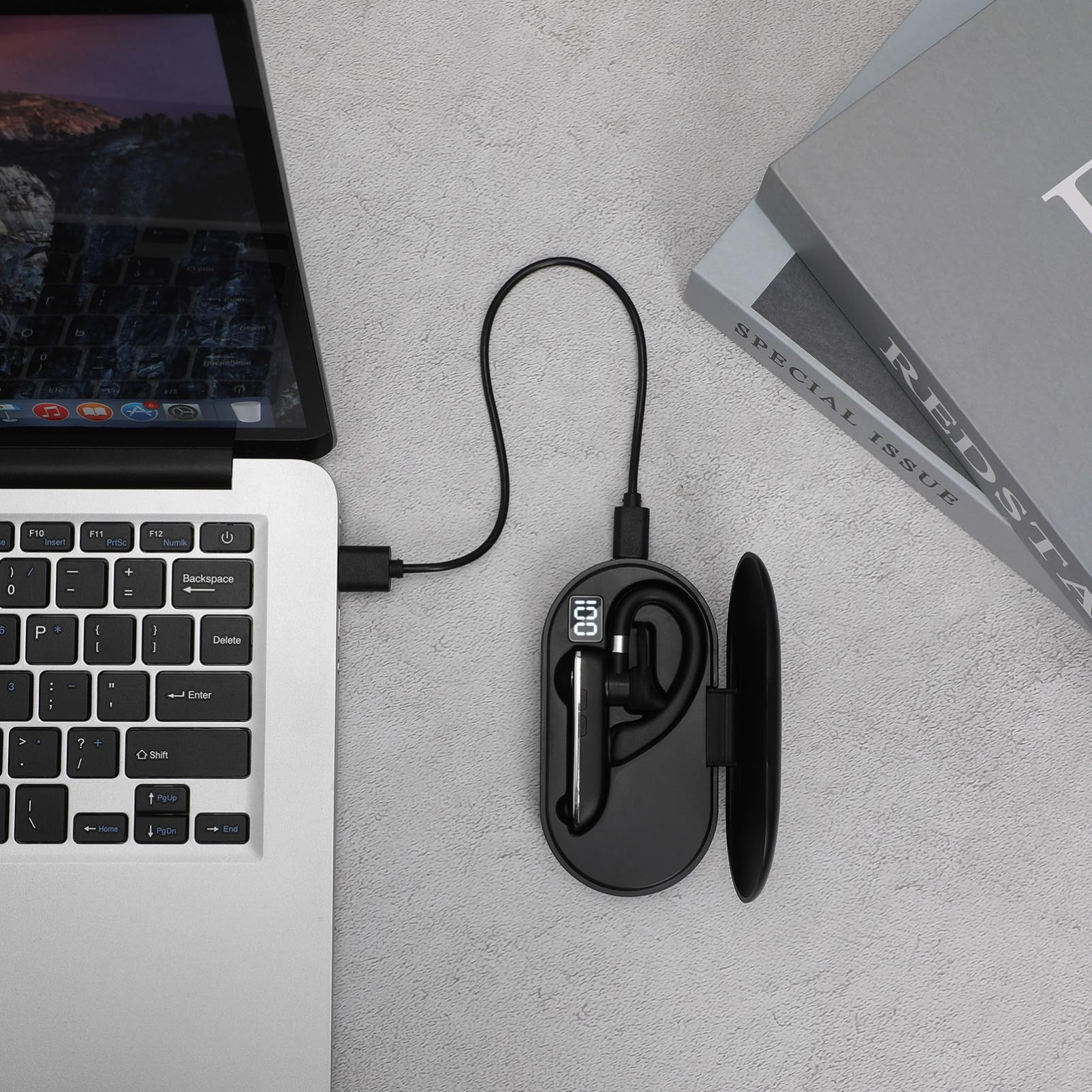 Auricolari Wireless Sport con Archetto per Cellulare, Auricolare Singolo in Ear con Custodia di Ricarica, 140mah, per Esercizio e Atmosfera Estiva