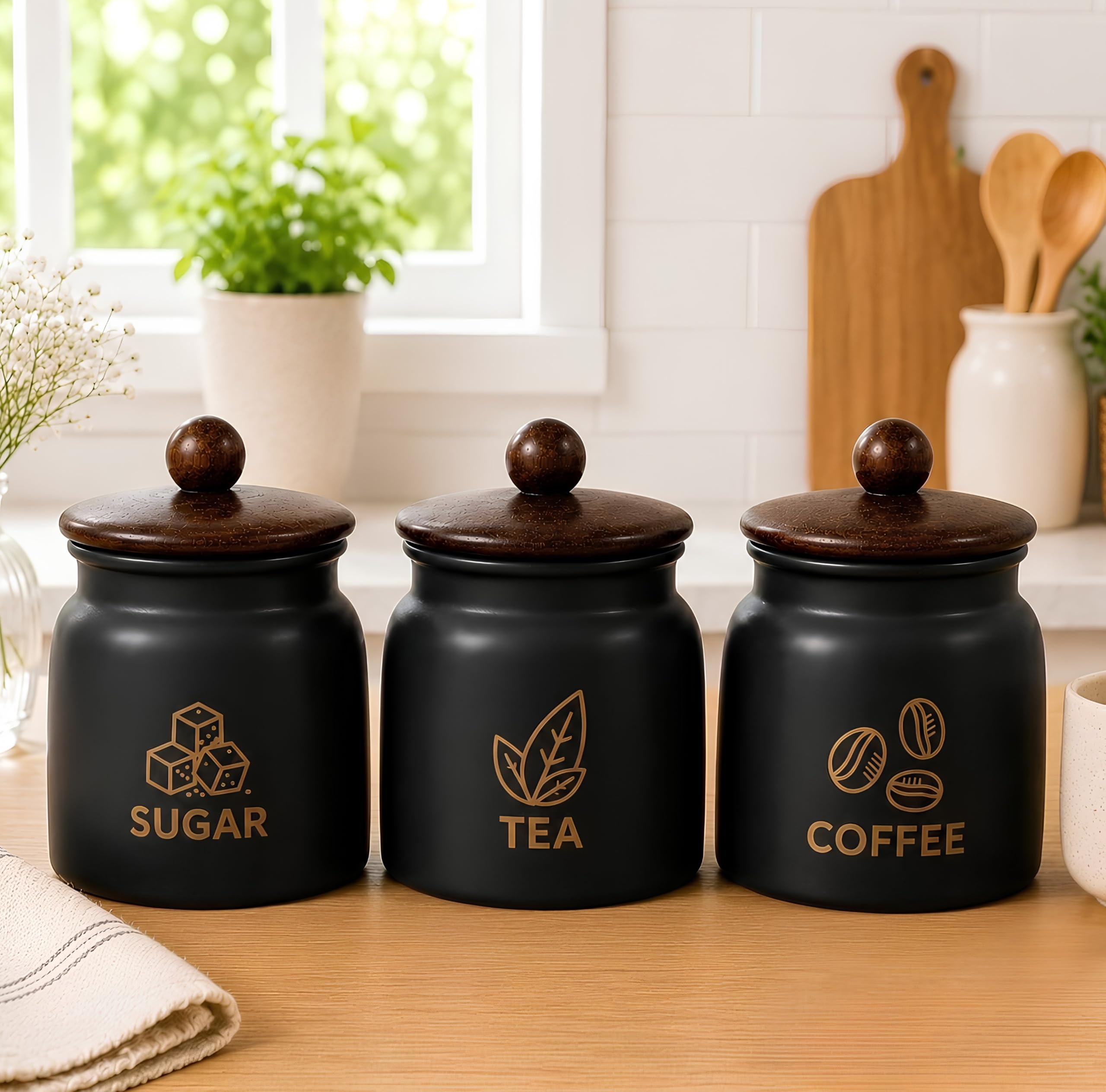 Classyo Premium Tea Sugar Coffee Containers - Set of 3 -8