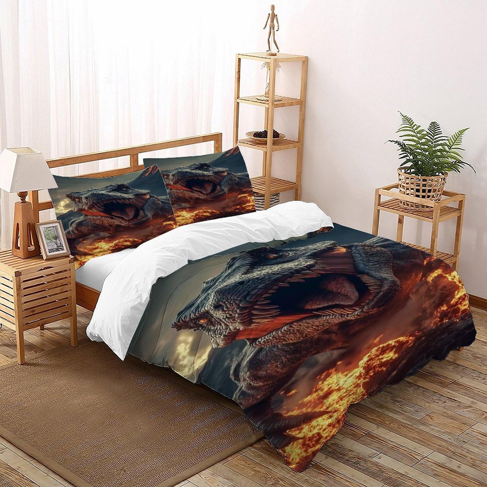 Parure de lit dinosaure 200x200cm pour une ambiance wildlife moderne