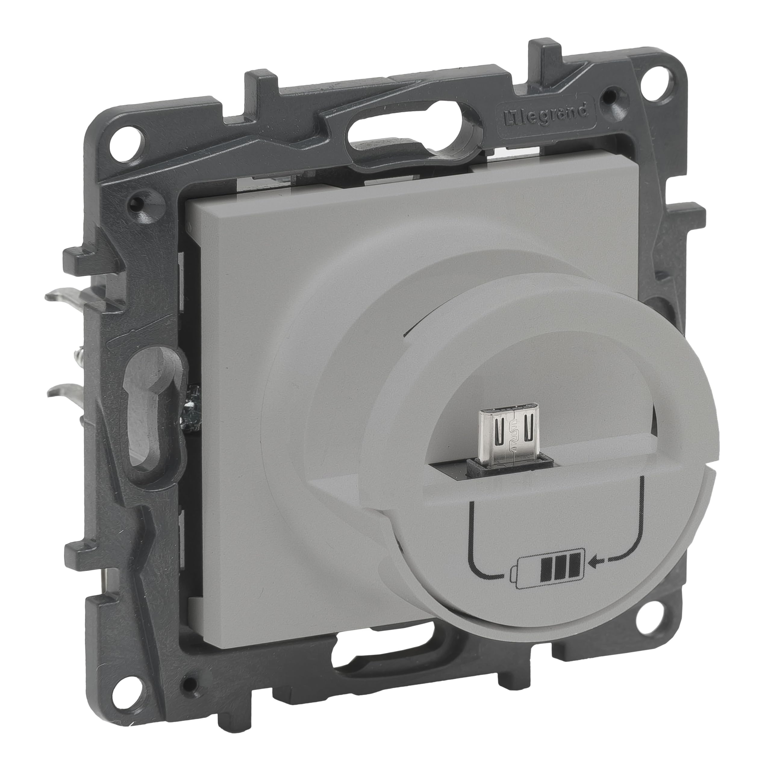 Legrand 398266 - Gniazdo ładowarki Mini USB 3A 15 W Componible do montażu podtynkowego - Niloé Step - kolor aluminium