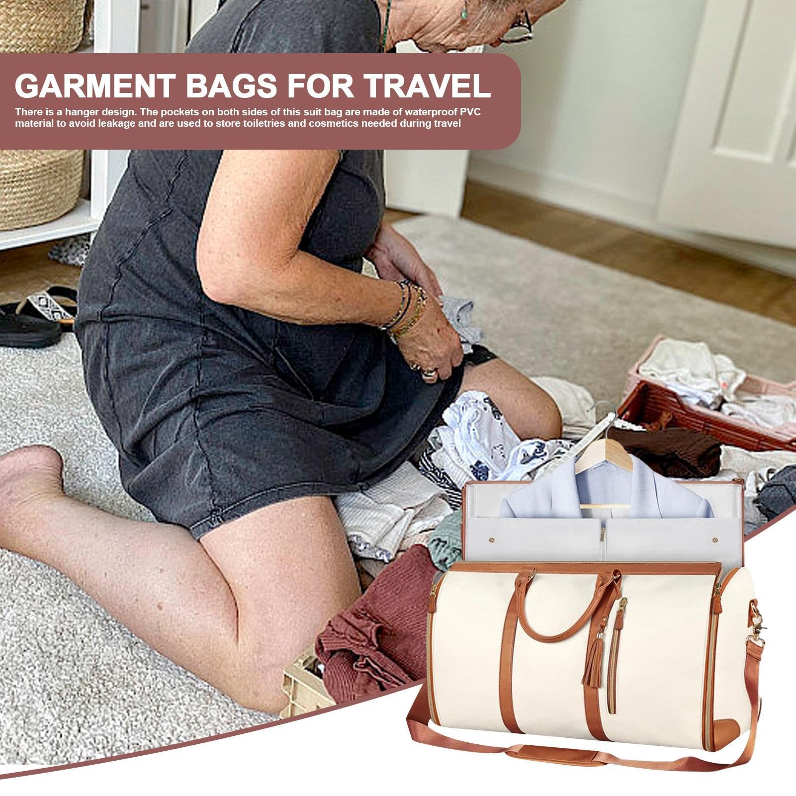 Kleider-Seesack, umwandelbare Handgepäck-Kleidertasche, atmungsaktive Anzug-Tragetasche, wasserdichte Reisetasche mit Schuhbeutel, 2-in-1-Anzugtasche zum Aufhängen, Flugtasche, Wochenendtasche
