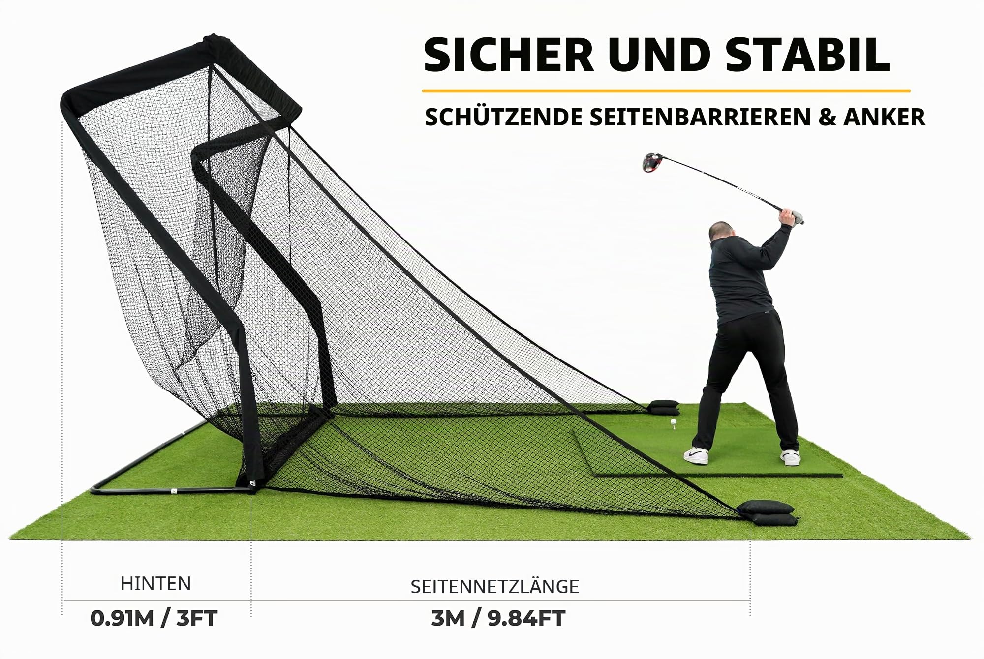 SimSpace Unisex Erwachsene Tri Turf Multifunktionale Golfschlagmatte zum Fahren und Chippen Üben - Grün, 64 cm x 40 cm