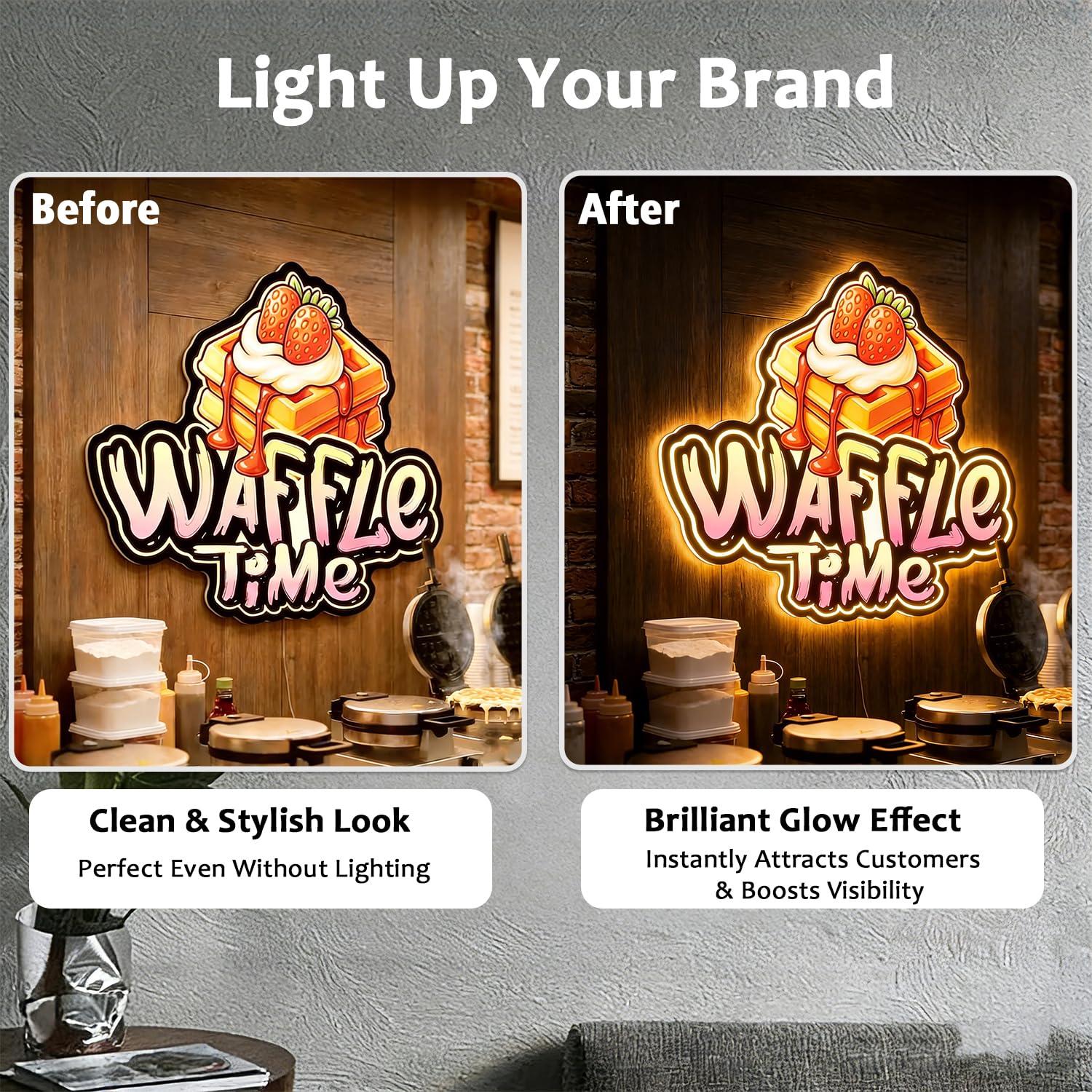 Individuelles LED Logo Schild, Ultradünne Acryl Leuchtbox, Personalisiertes Firmenschild mit Hintergrundbeleuchtung für Geschäft, Salon, Restaurant, Büro – Wandmontage