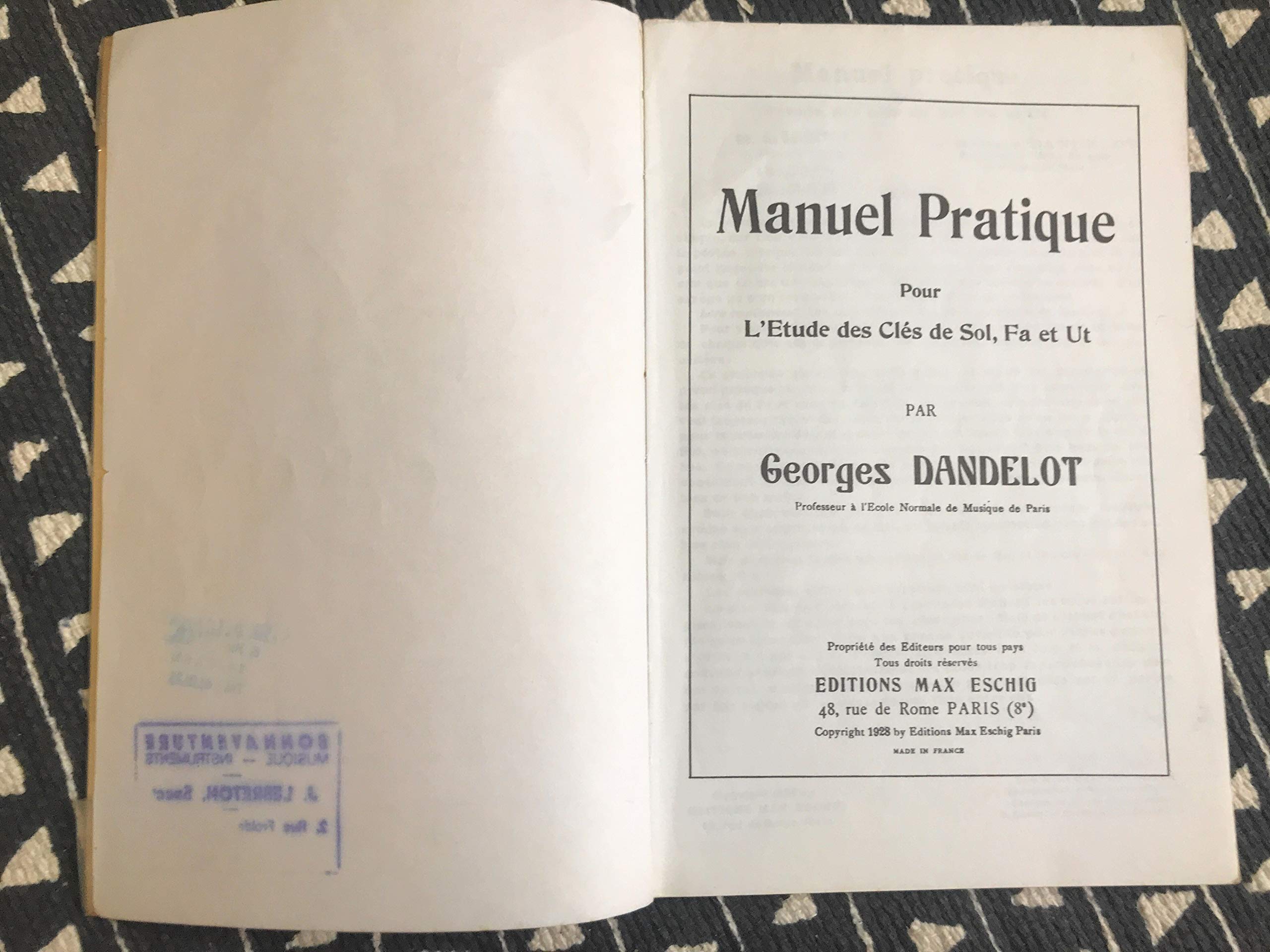Manuel pratique pour l'etude des cles de sol, fa et ut - 1928