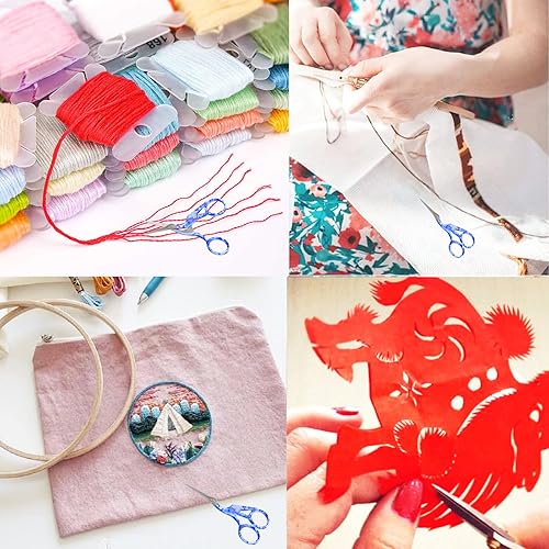 Miniatura 5 de BIHRTC Tijeras de ganchillo de 4.5 pulgadas con estuche, tijeras de bordado, tijeras afiladas de acero inoxidable para manualidades domésticas,