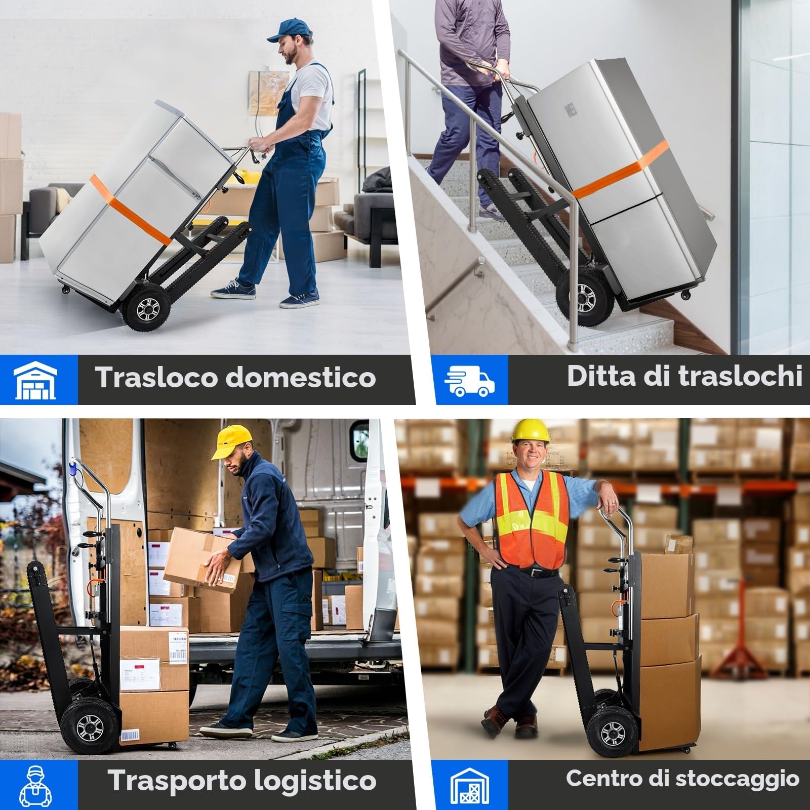 Afitdon Carrello elettrico da 1250 W, con capacità di carico di 408 kg, per scale e discese, con corda di sicurezza e pompa ad aria, per il trasporto di mobili 4D2