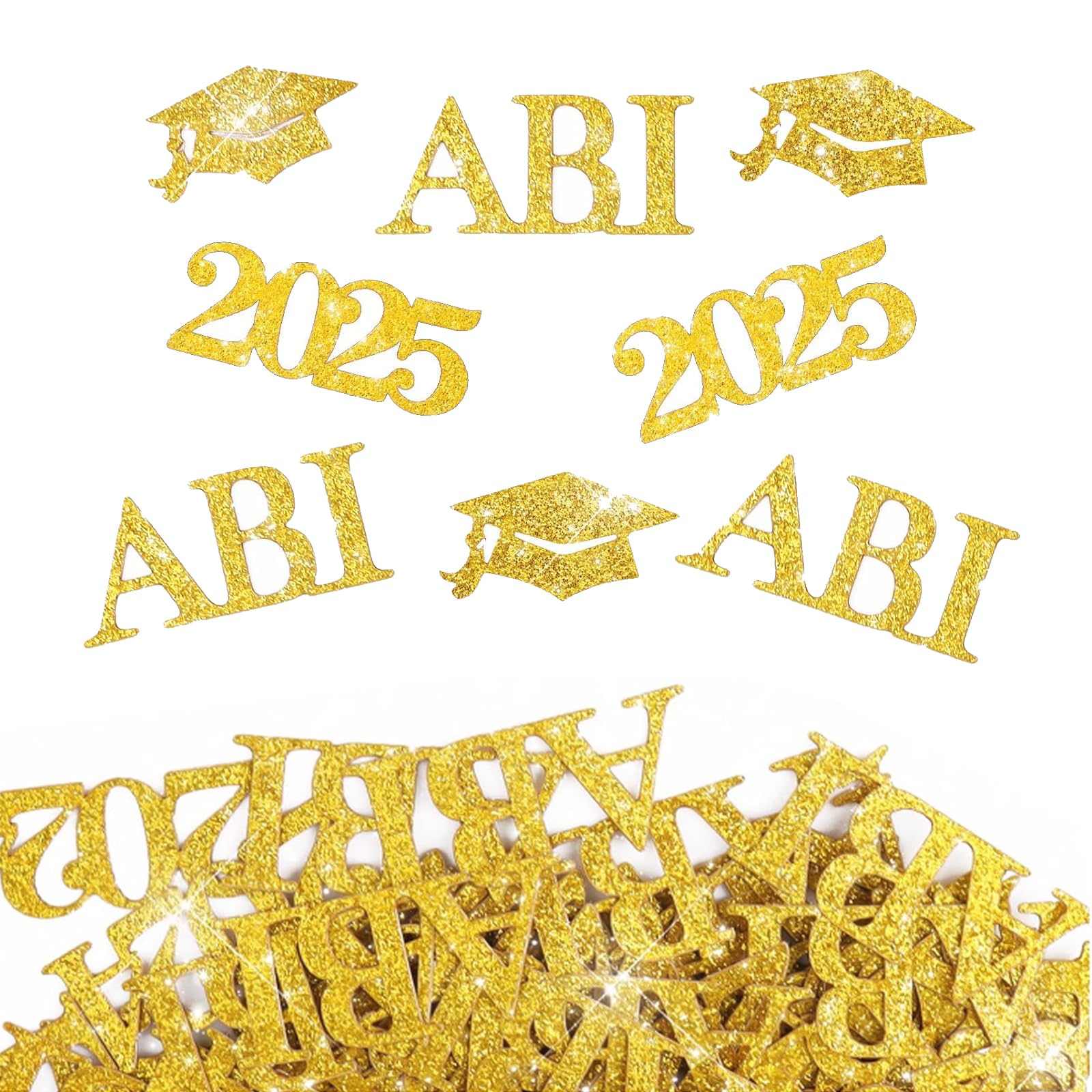 Diplom-Konfetti Gold-glitzernd – 16 Stück, Abschluss-Dekoration Für Klasse 2025, 7,7x3,1 Cm