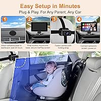 Vista 6 de Baby Car Camera with 7" Wireless CarPlay Screen -Supports Apple CarPlay & Android Auto, 1080P IR Night Vision car Camera for Babys, HD Touchscreen