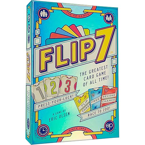 Flip 7, The Ultimate Blend of Press Your Luck and Strategy, Fast-Paced Addictive Card Game, Quick to Learn and Easy to Teach, Perfect for Game Nights, 3+ Players, Ages 8 & Up, 20 minutes Play Time