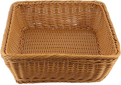 Miniatura 6 de SHEUTSAN Paquete de 3 cestas de pan tejidas de mimbre de polietileno de 15.7 x 11.8 pulgadas, cestas de almacenamiento rectangulares hechas a mano