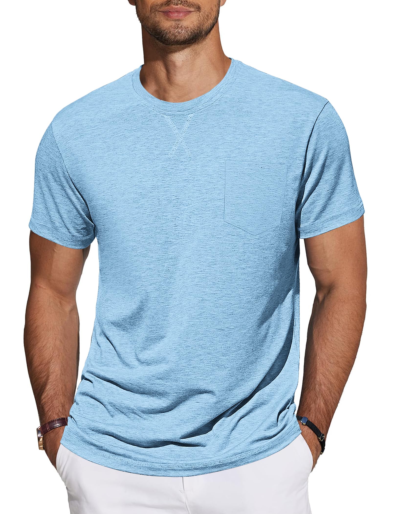 TARAINYA T-Shirt Herren Baumwolle Kurzarm Rundhals Einfarbig Shirts Männer Sommer M-4XL