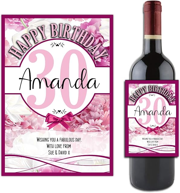 Personalised Wine/Champagne Bottle Sticker Label ~ Happy Birthday Gift Idea N123 Any Age 18th 21st 30th 40th 50th 60th