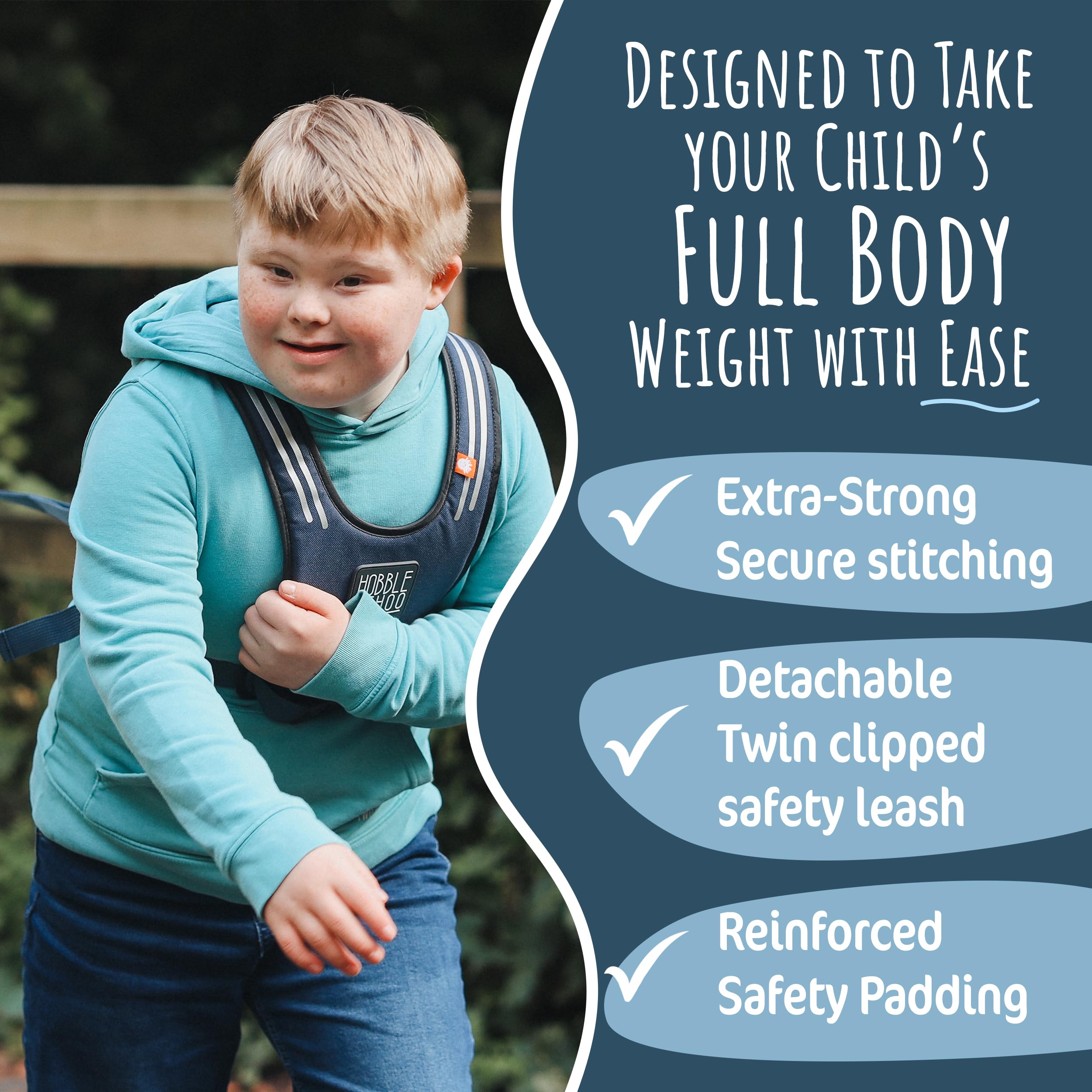 Blue Hobbledehoo Harness with Leash For older children and Teens Aged 7+ Years, SEN Harness For Elopment & Autism Safety Awareness - Image 2