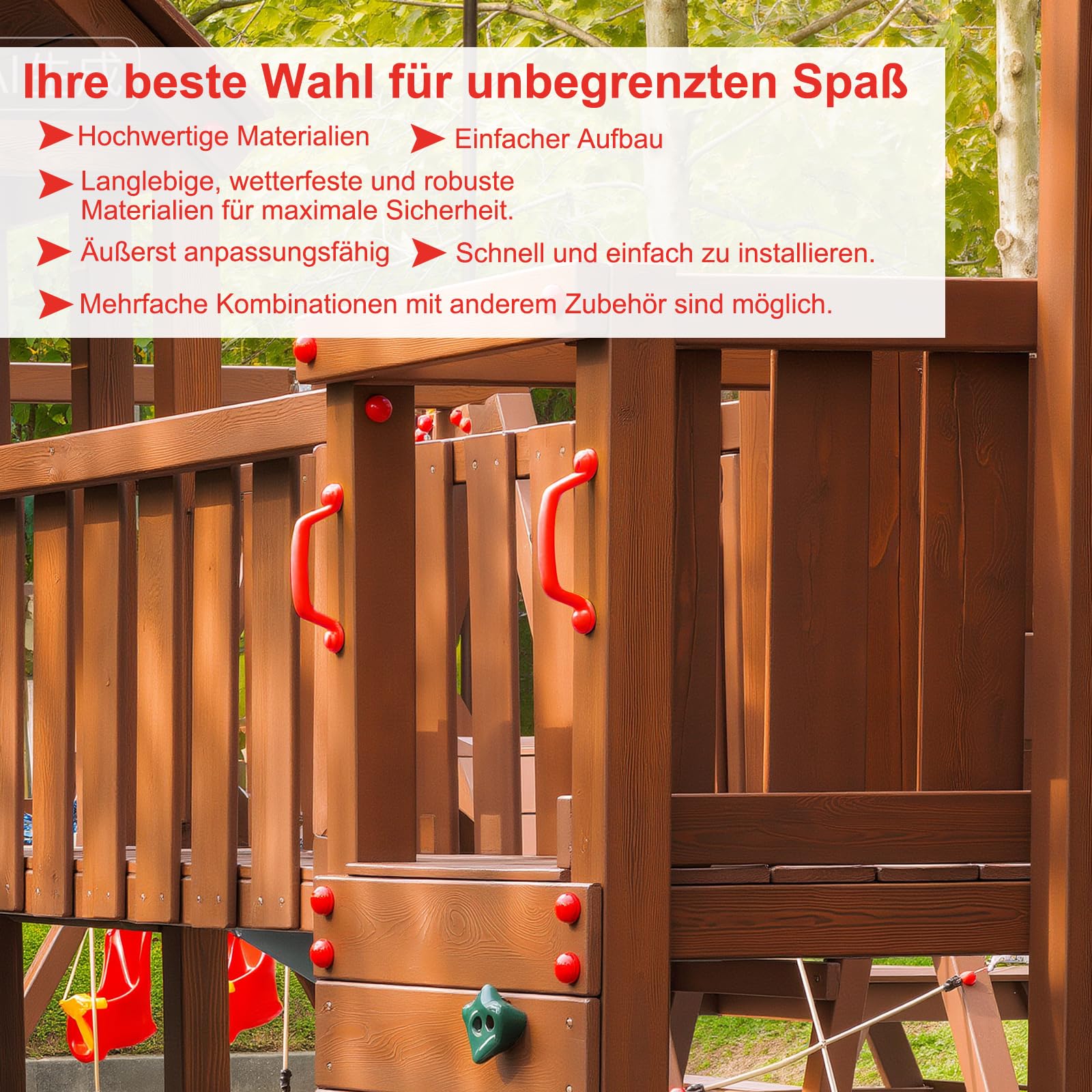 VOSSOT 2 Maniglie per Torre Giochi, Maniglie di Sicurezza in Plastica, Robuste per Bambini da Interno Ed Esterno per Casette da Gioco, Alberi, Strutture per Arrampicata (Rosso)