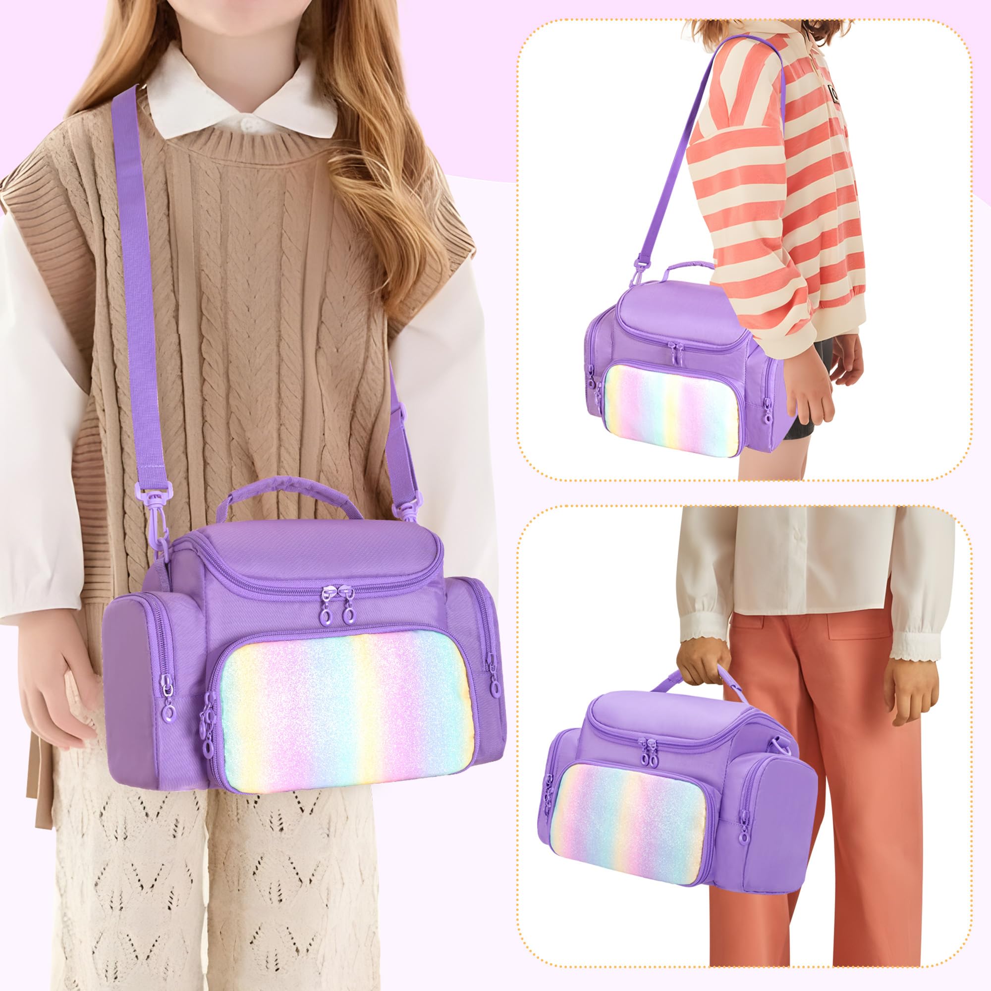 LoDrid Étui de Voyage Compatible avec Toniebox 2/1, étui de Transport pour Lecteur Audio avec bandoulière et poignée, Sac de Rangement avec Plusieurs Poches pour Accessoires, Violet, Sac Uniquement
