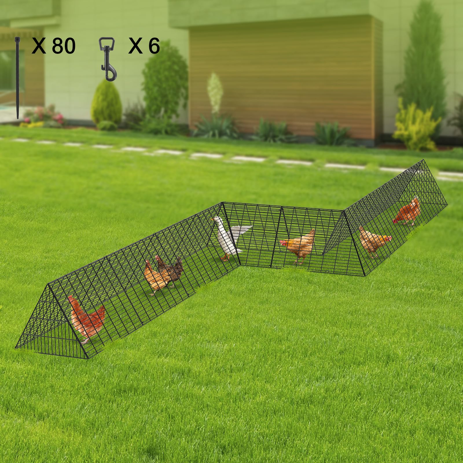 VEVOR Chicken Enclosures, Dimensions: 287x78.7x24.2 inches, Outdoor Chicken Passageways with Corner Supports, Dual Pack, Fits Poultry, Ducks, Bunnies