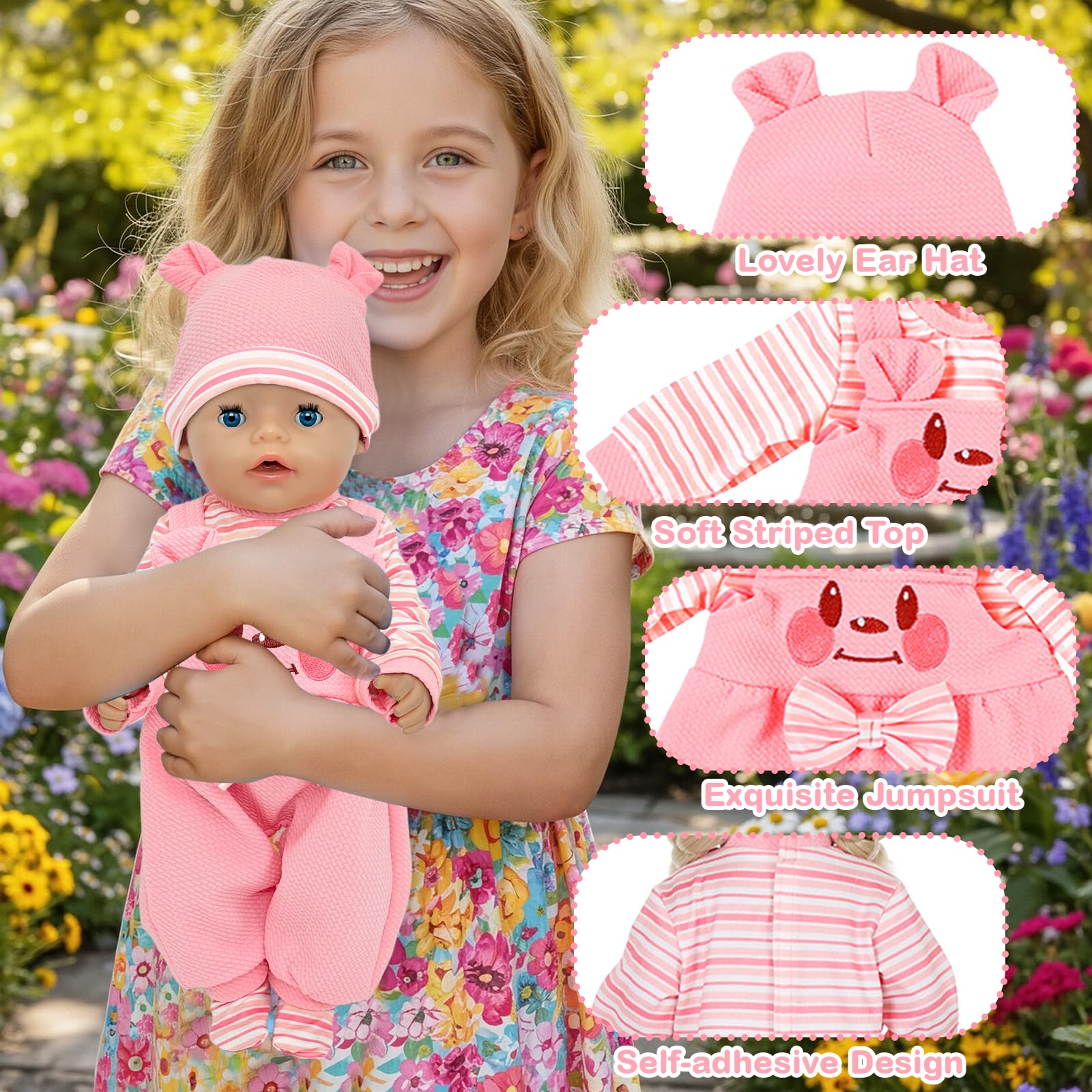 Doll Clothes for 16-18 Inch Dolls, New Born Baby Doll 40-45cm Doll Outfits Clothes - Image 3