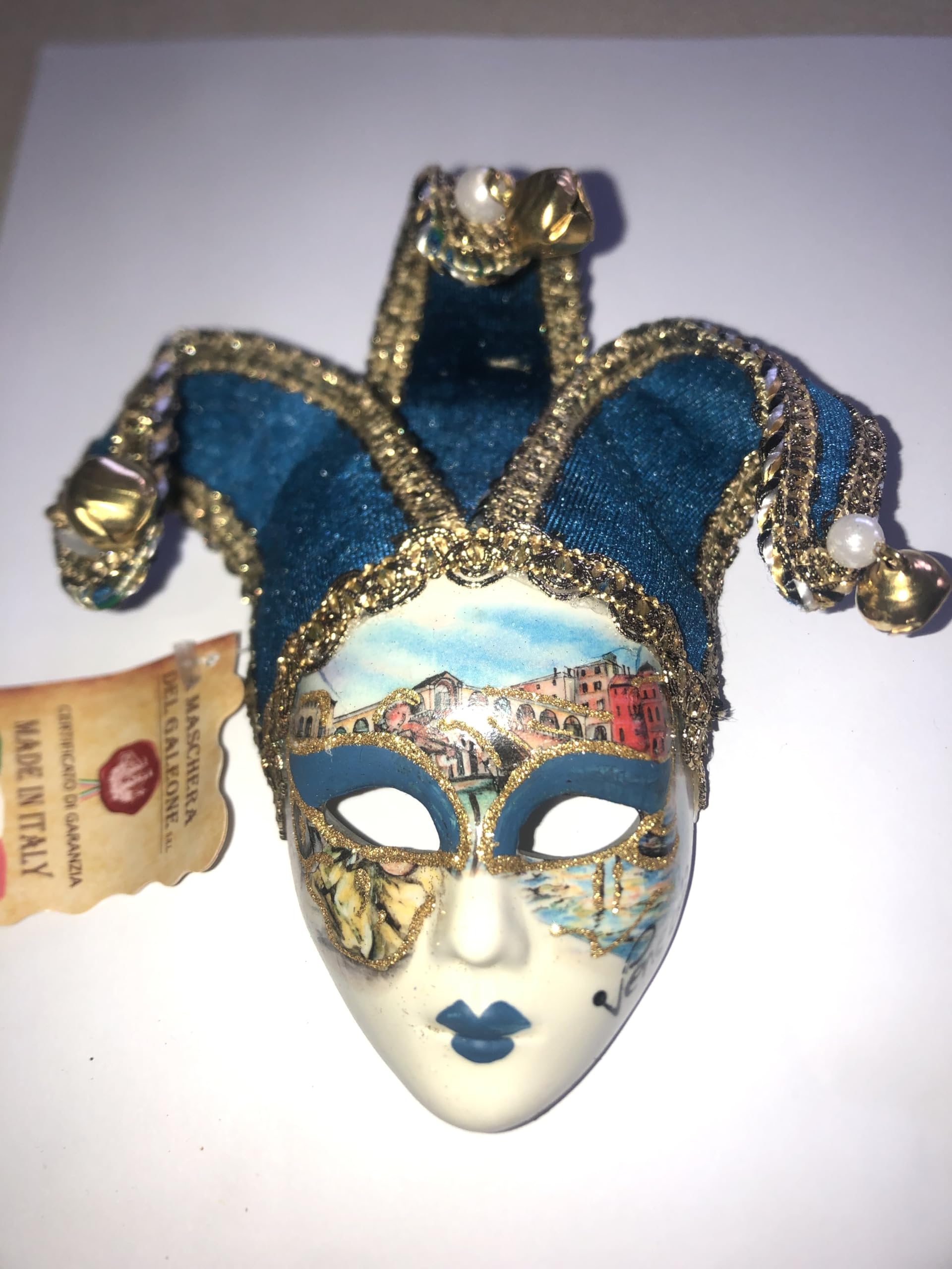 Royal Blue Jollini Miniature Ceramic Venetian Mask