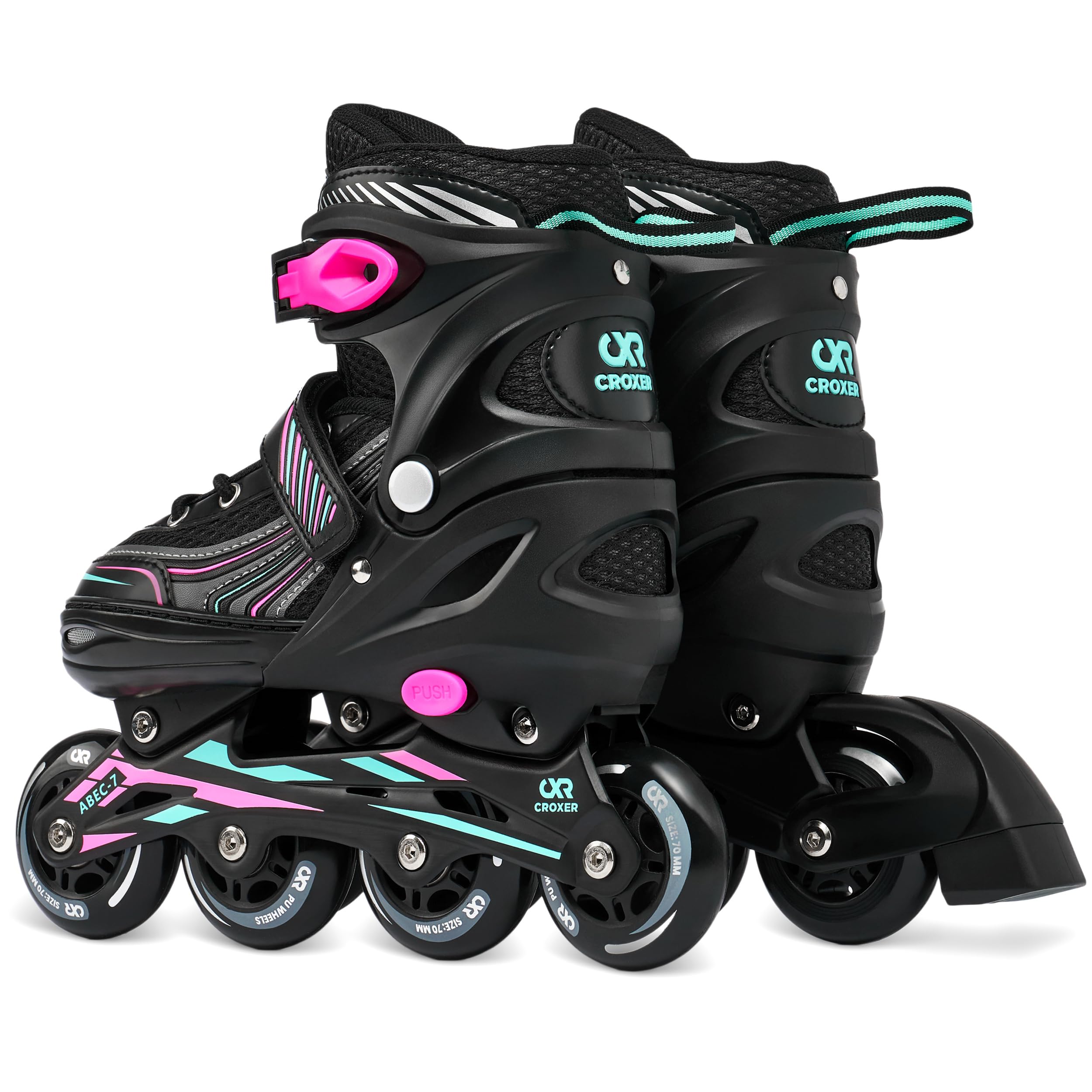 Optima Pattini in linea Inline Skates per bambini e adulti regolabili (Mint/Pink, 35-38 (21cm-23cm))