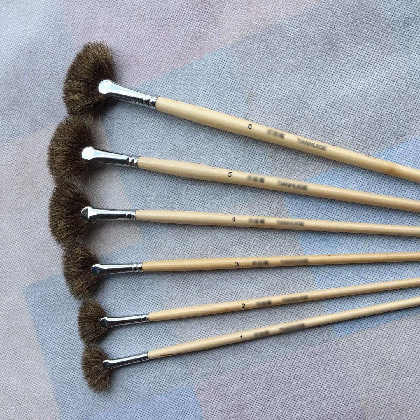Ensemble de pinceaux pour Aquarelle et Peinture à l'huile en Forme d'éventail avec 6 stylos d'art (Beige comme illustré)