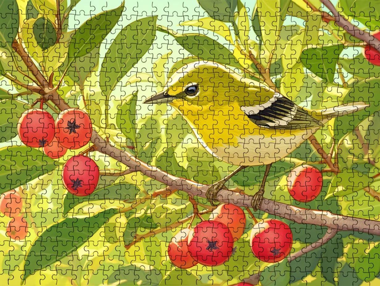 Puzzle 1000 sztuk, Jagody Ptasia Kwiat Puzzle Dorosłych Puzzle, Wyzwanie Puzzle Dekoracja Gry, Rozrywka Edukacyjna Gra Na Prezent Dekoracja R7KH-648