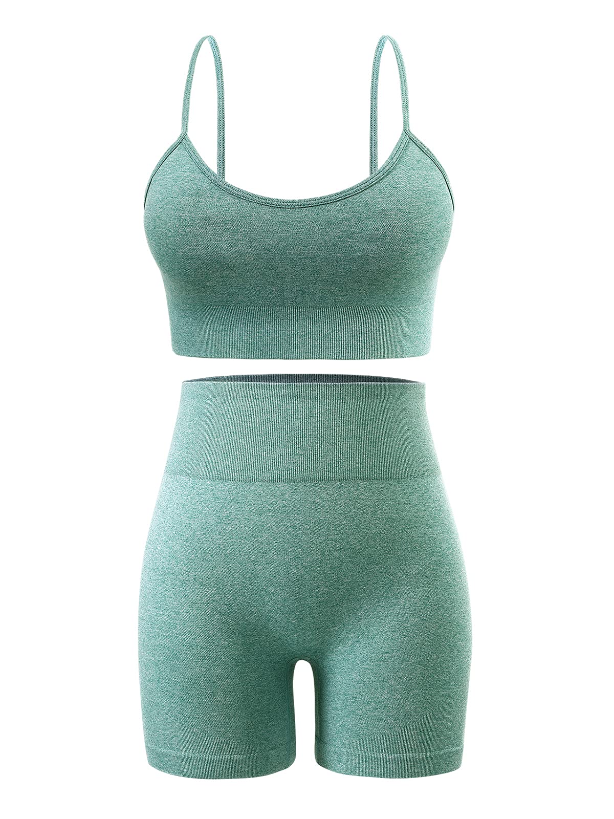 Ourgifts Workout Sets for Women 2 Piece Outfits Gym Shorts Women High Waisted with Adjustable Padded Sports Bra Gym Sets