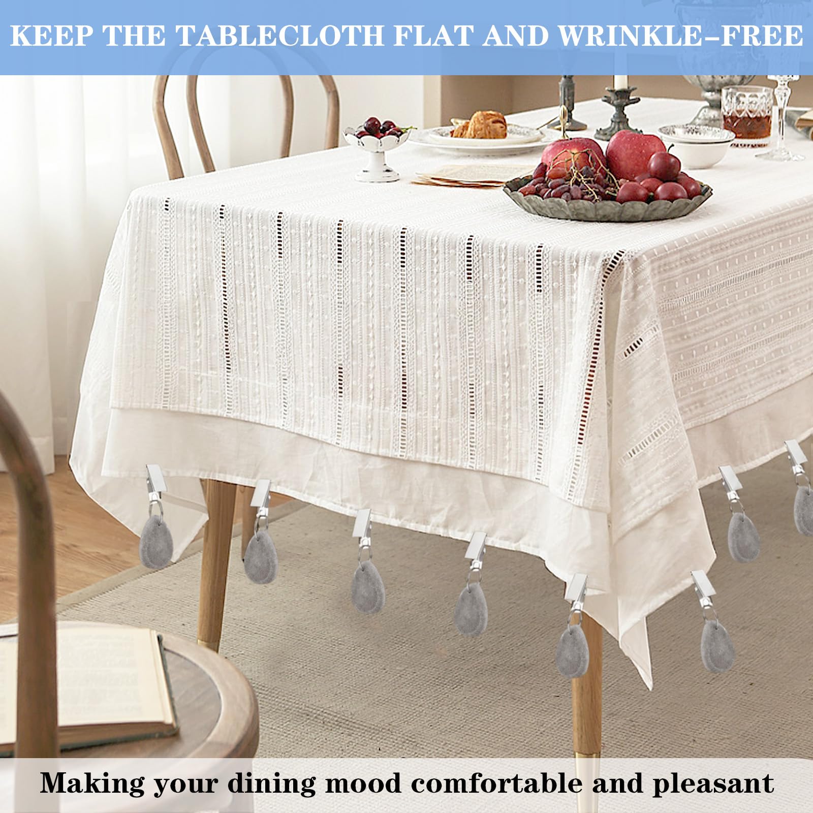 Poids de Nappe en Marbre Naturel, Pince Poid Table Exterieur, Lot de 10 Forme Larme Grise pour Mariage Camping
