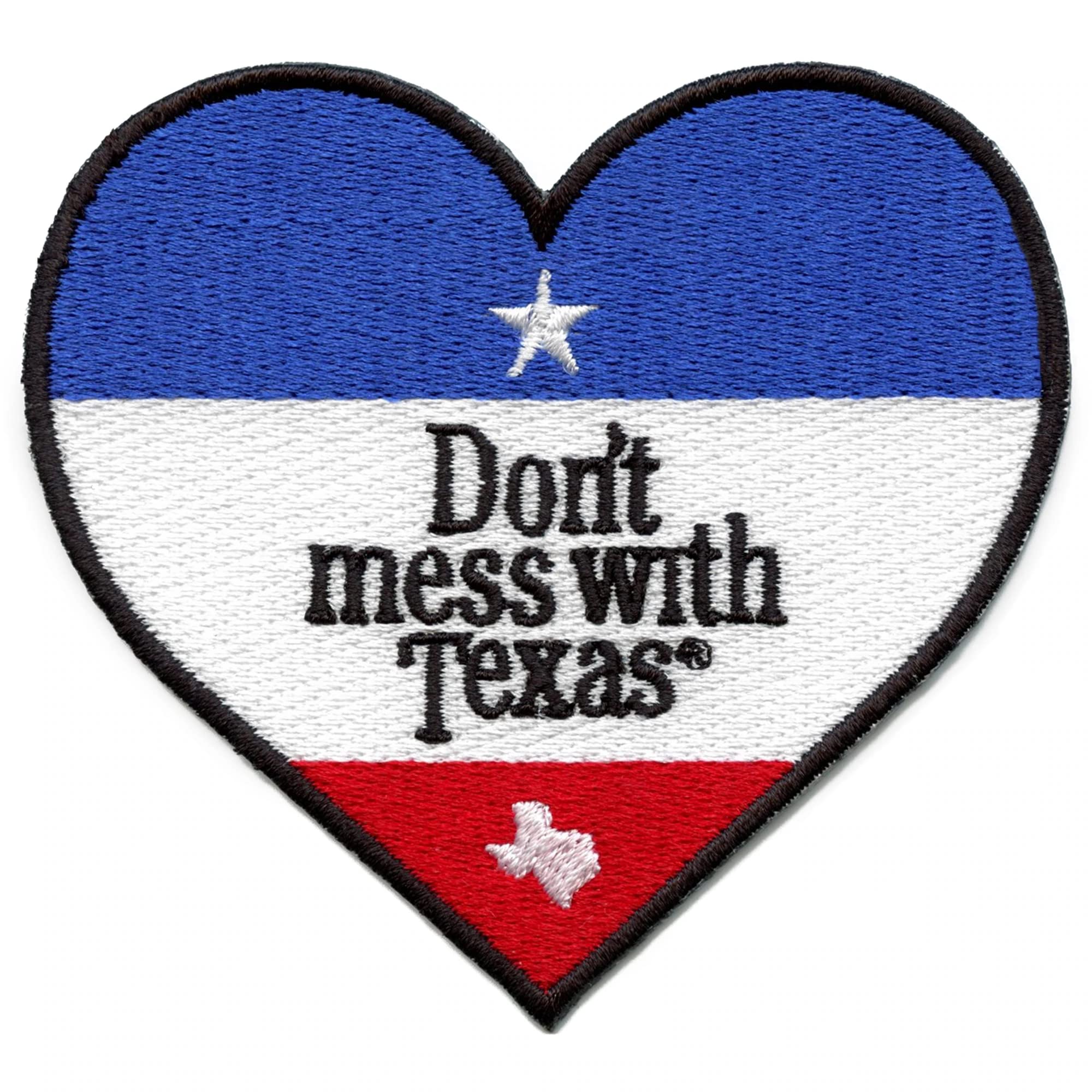 Don't Mess with Texas Patch Heart Shape Embroidered Iron On