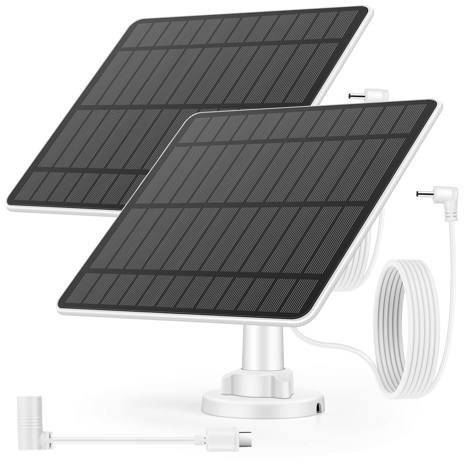 Weinsamkeit 5W Solarpanel für Überwachungskamera Aussen, Solarmodul Kompatibel mit Ring Spotlight Kamera Akku/Stick Up Cam Akku, Barrel Stecker zu USB-C Adapter, 4M Kabel, IP65 Wasserdichtes(2 Pack)