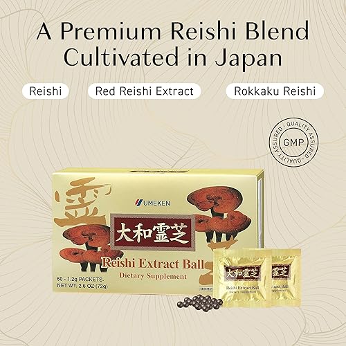 Miniatura 5 de Umeken Reishi - Bolas de extracto de hongos concentradas antioxidantes ricas 26 onzas suministro de 2 meses 60 paquetes paquete de 2