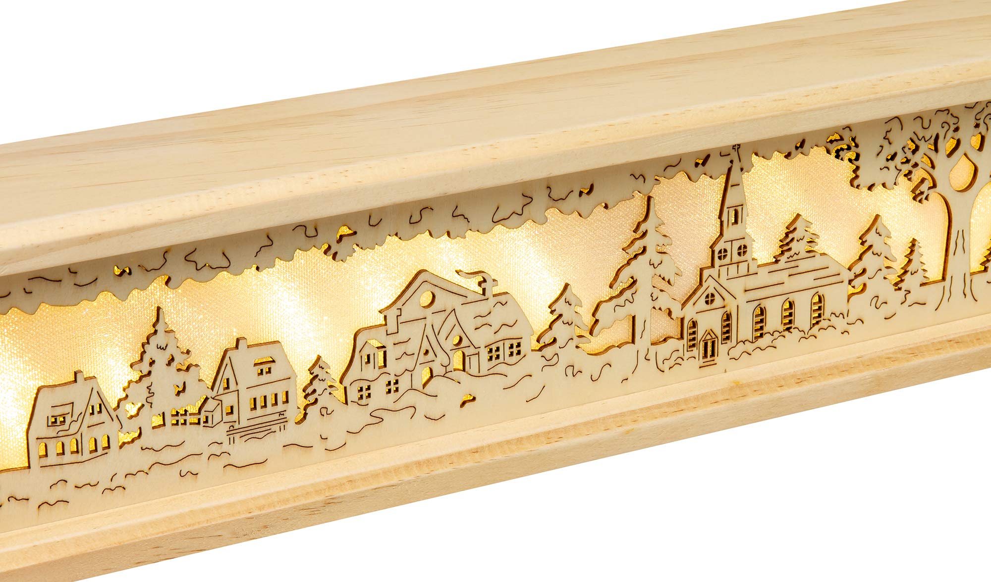 SIKORA LED Schwibbogenbank beleuchtete Holz Schwibbogen Erhöhung Lichterbogen Bank inklusive Netzteil 2 Motive 2 Längen B:8cm, Farbe | Modell:Länge 57 cm (B21)