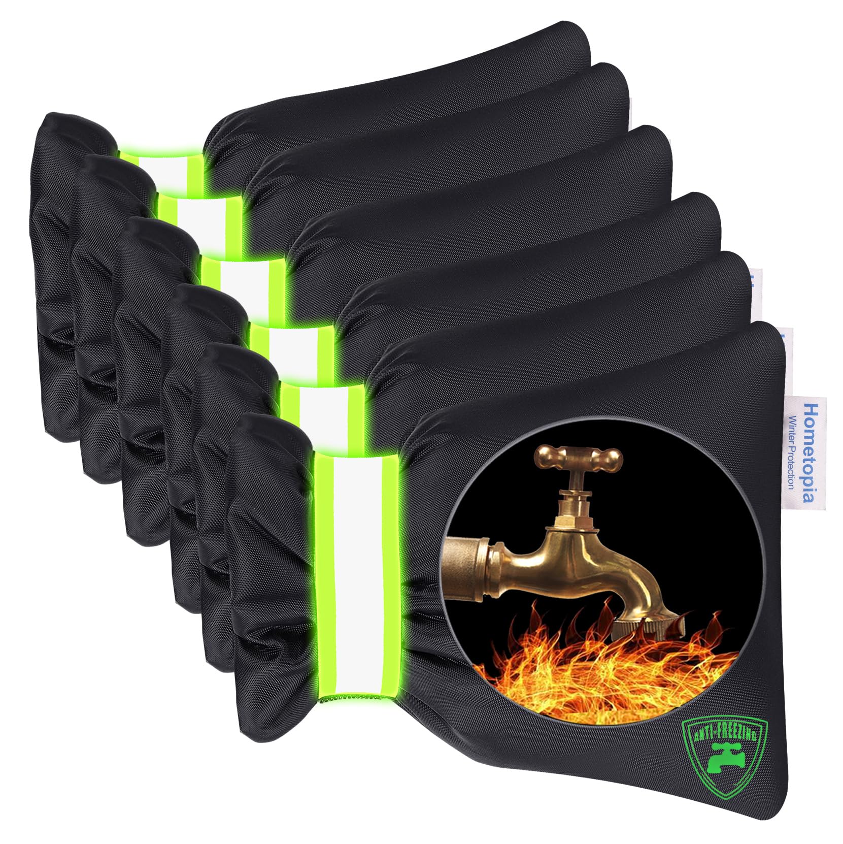 6 Pack Outdoor Faucet Covers for Winter - Pro 6.7" W x 8.3" H Outdoor Water Faucet Cover Socks for Winter Freeze Protection Pipe Insulation Reusable Waterproof Insulated Spigot backflow Cover,Black