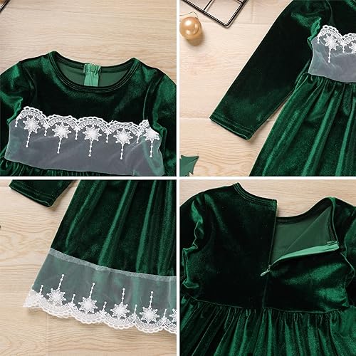 Miniatura 4 de ODIZLI Vestido de terciopelo para niñas pequeñas, manga larga, volantes, ropa de otoño e invierno