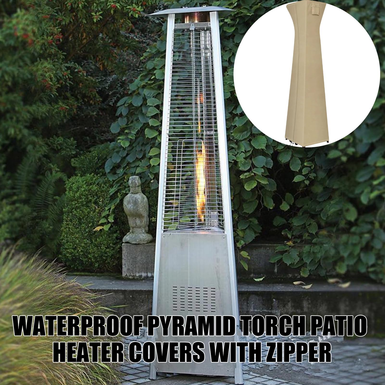 Copertura per riscaldatore piramidale da cortile, impermeabile e resistente 420D, protezione antivento, resistente per prato, terrazza, giardino