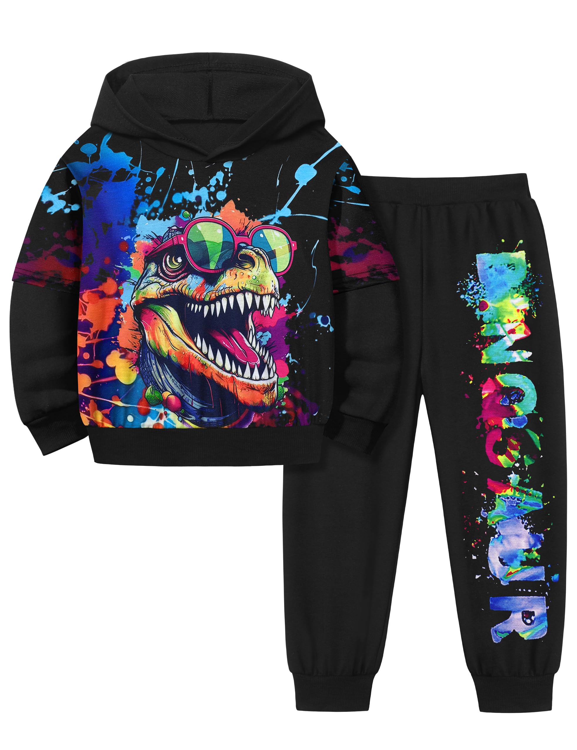 Toddler Boy Clothes Dinosaur Printed Hoodies Long Sleeve Pant Sets | Toddler Clothes for Boys Sweatpants Set T-Rex Sweatshirts 2pcs Toddler Boy Outfits Fall Winter Spring