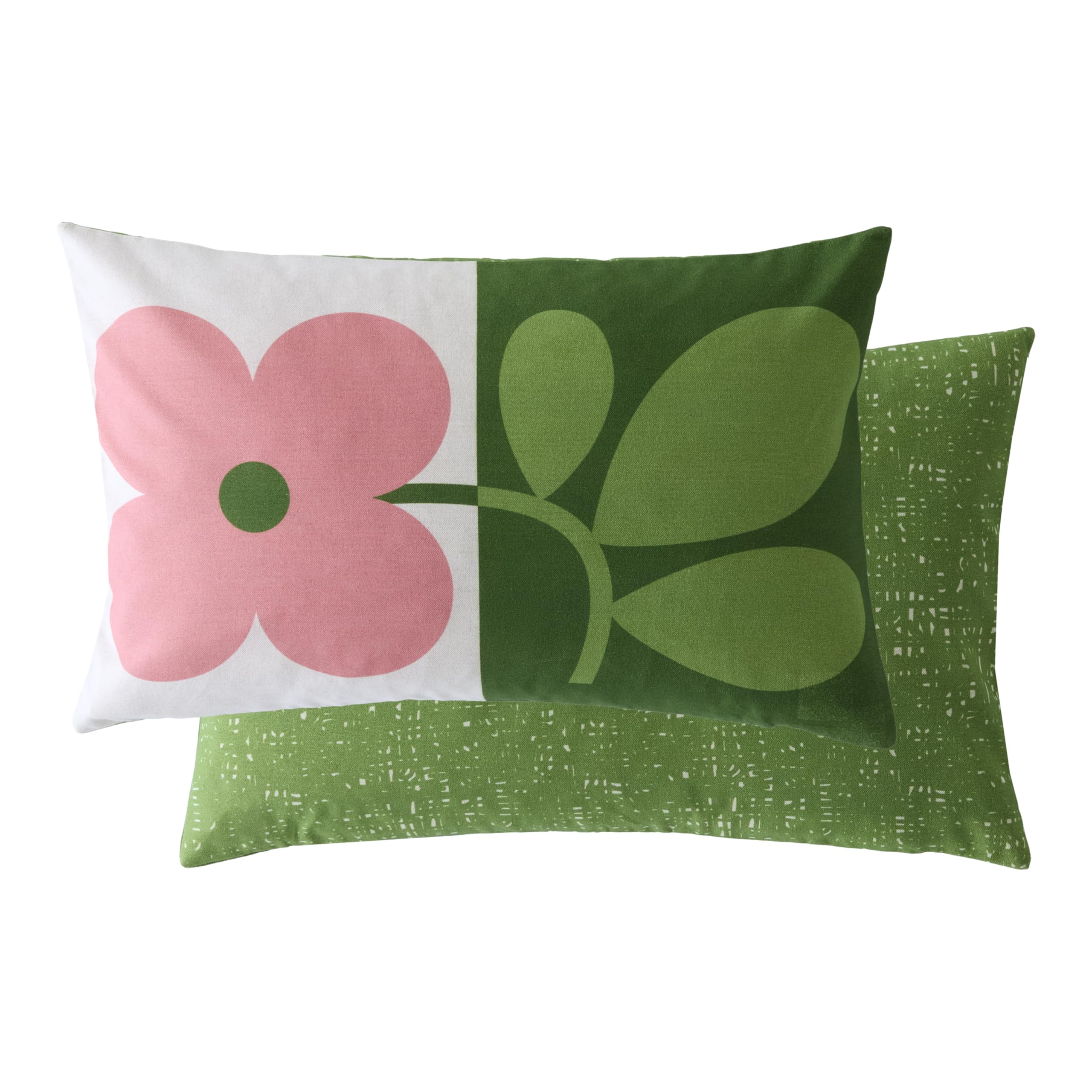 Orla Kiely Pink/Green Floret Microfibre Cushion, Bubblegum-Basil 40 cm x 60 cm x 10 cm