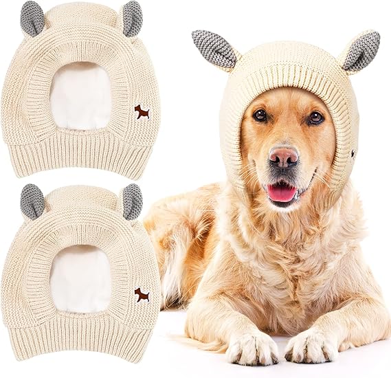 Frienda 2 Pcs Quiet Ears for Dogs, Dog Quiet Ears Knitted Hats Pet Warm Dog Ears Cover Noise