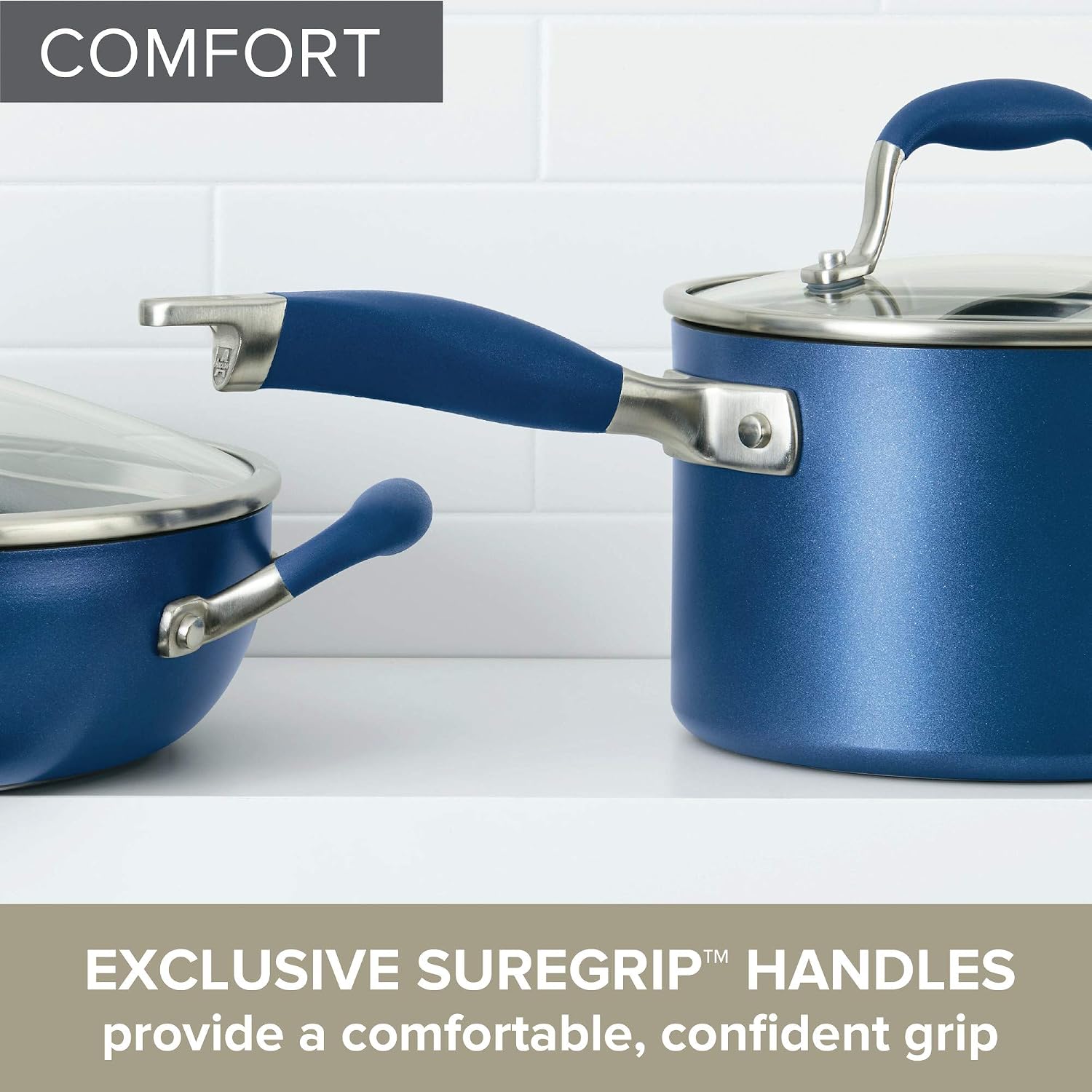 Anolon Advanced Home Hard-Anodized Nonstick Open Stock Cookware- Woks (14-Inch Covered Wok, Indigo)