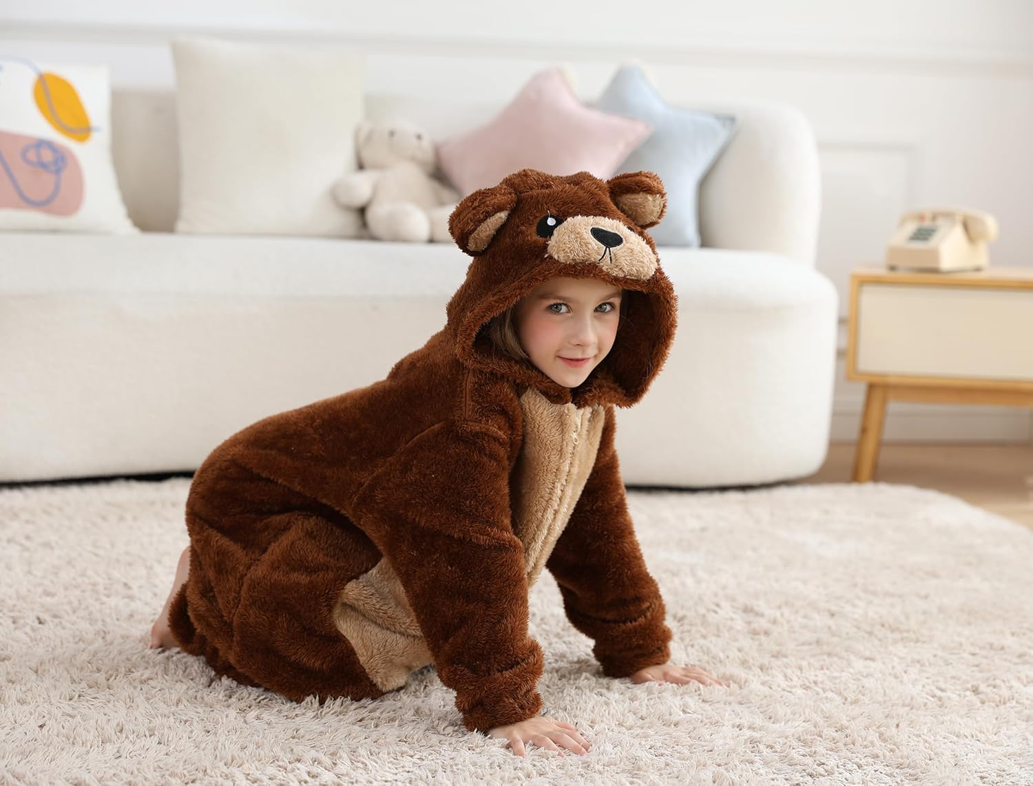 Animal Onesie Pajamas for Kids, Soft Flannel Halloween Cosplay Costume for Boys Girls