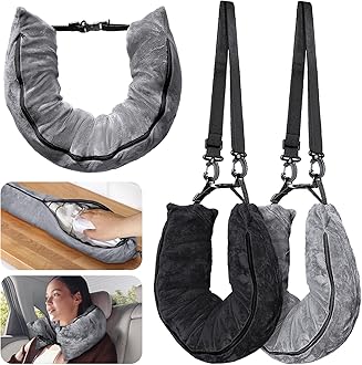 2Pack Stuffable Travel Pillow for Extra Luggage, Velvet Travel Neck Pillow with Adjustable Neck Size, Fits About 6 T-Shirts Travel Essentials Multifunctional Sleeping Rest Cushion