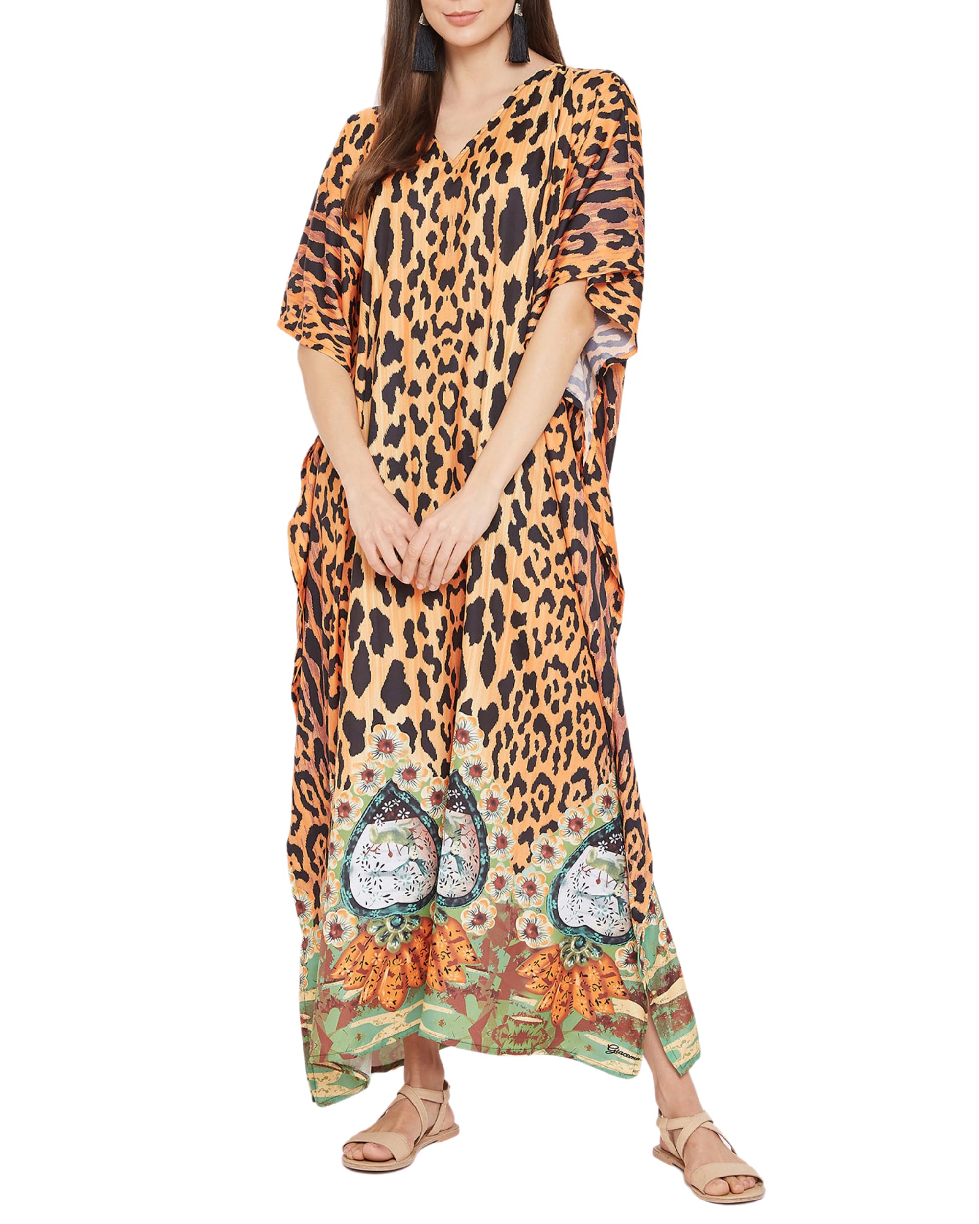 Oussum Women Kaftan Plus Size Polyester Summer Lightweight Caftan Swimsuit Cover Ups Maxi African Mumu Lounge House Dress