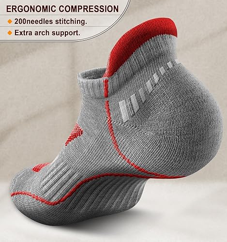 Miniatura 3 de KEMISANT Calcetines de correr para hombre, 6 pares, calcetines de compresión atléticos acolchados para hombre, soporte para caminar y arco