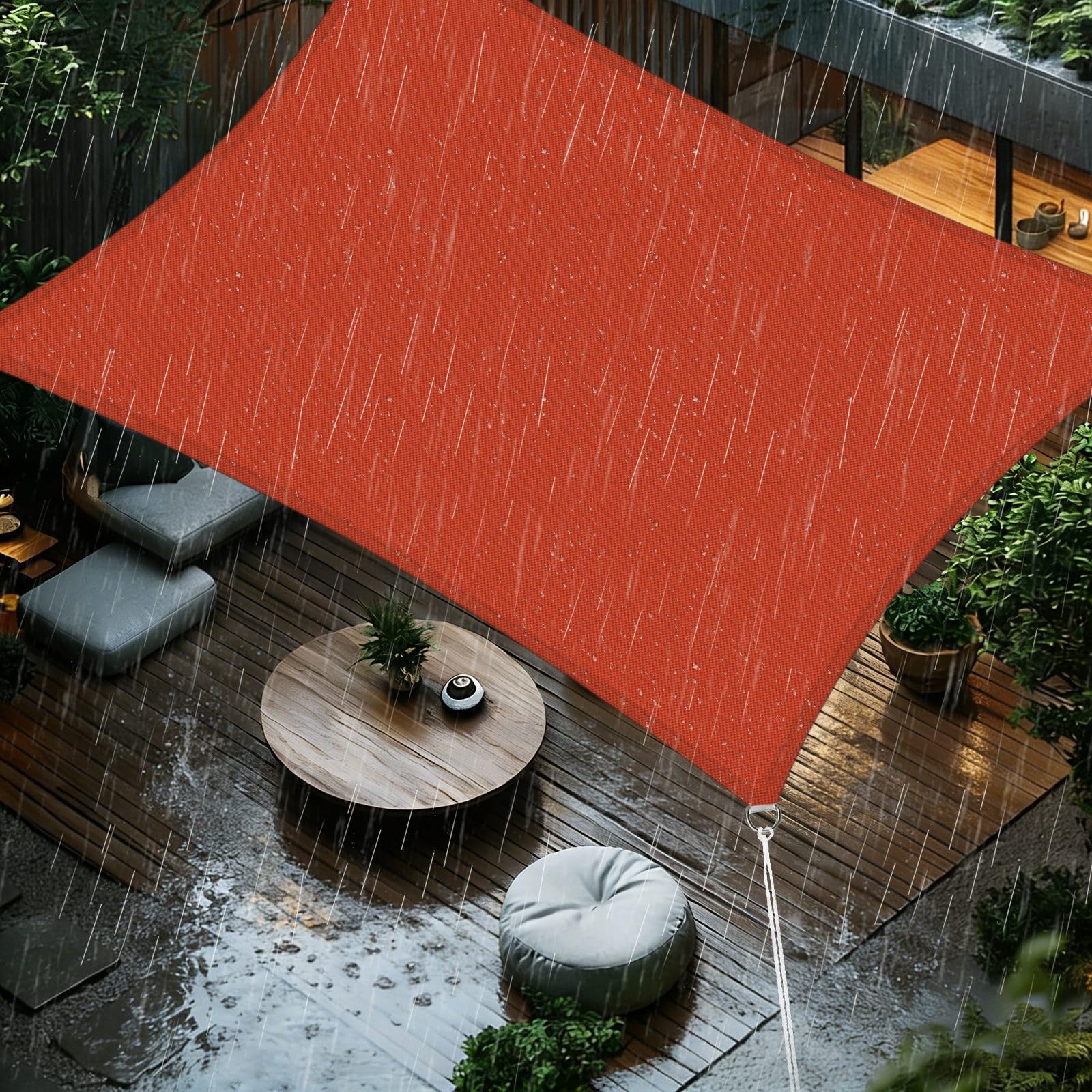 Sun Shade Sail 5x6m Rectangle Waterproof PES Polyester 98% UV Block Sunscreen Awning Canopy for Outdoor Garden Patio Yard Lawn Party, Red