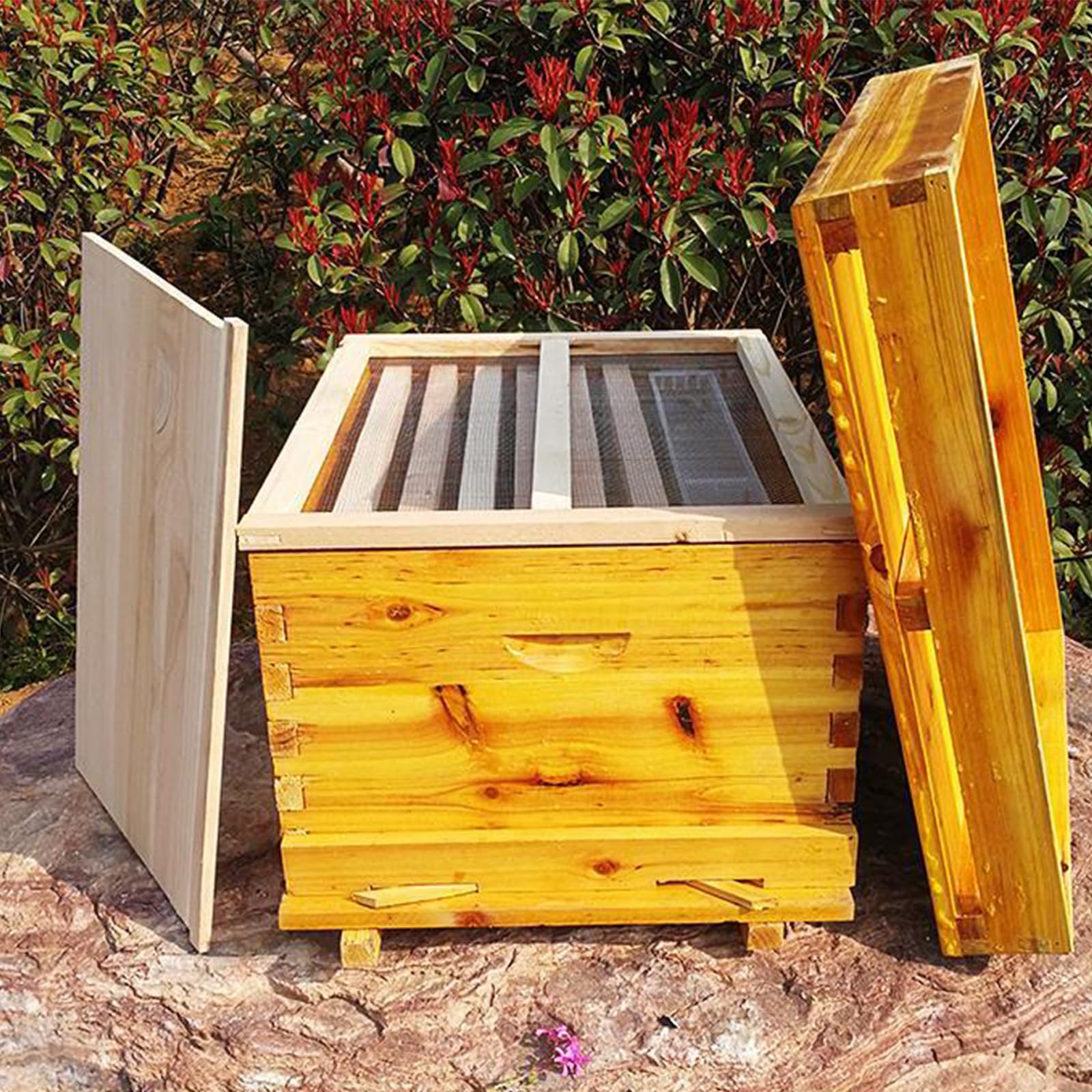 7 Frame Bee Hive, Complete Beehive Kit Beeswax Coated Beehive