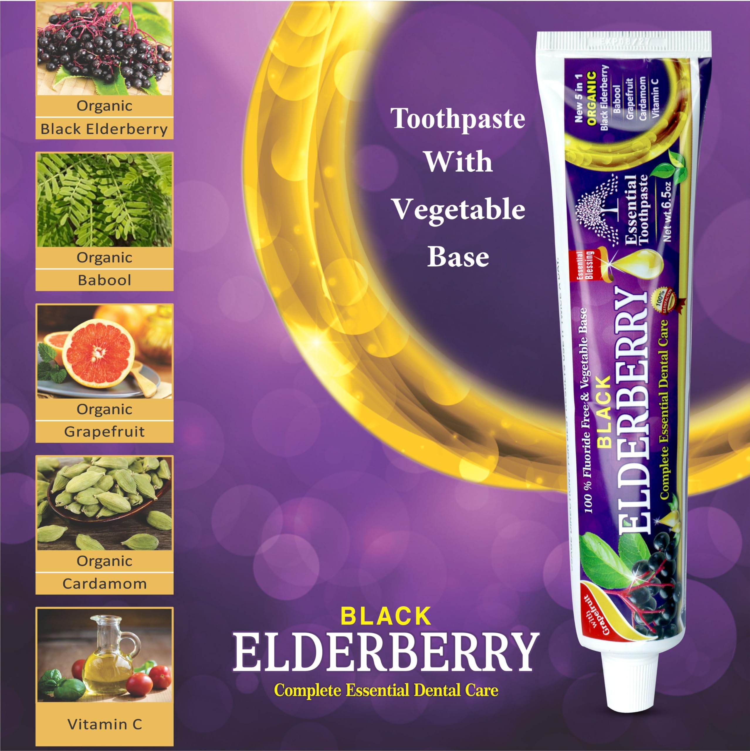 Amazon.com: Black Elderberry Essential Toothpaste - 6.5 oz Pack of