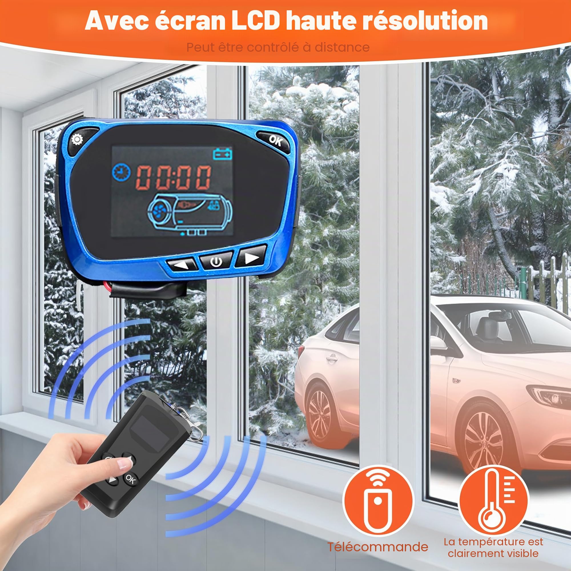 Froadp Chauffage auxiliaire diesel 12 V 8 kW avec télécommande et écran LCD pour chauffage de voiture 5 l Chauffage d'air diesel avec protection contre la surchauffe pour camping-car, voiture, camion