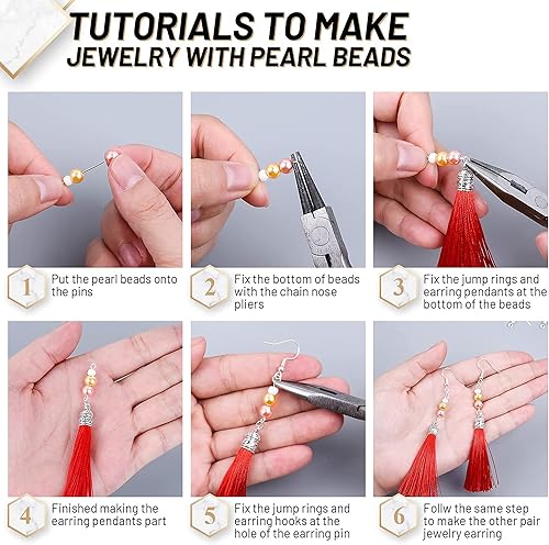 Miniatura 4 de Niziky 500 cuentas de perlas para la fabricación de joyas, color rosa claro de 0.315 pulgadas (0.315 in), cuentas redondas con agujero, cuentas de